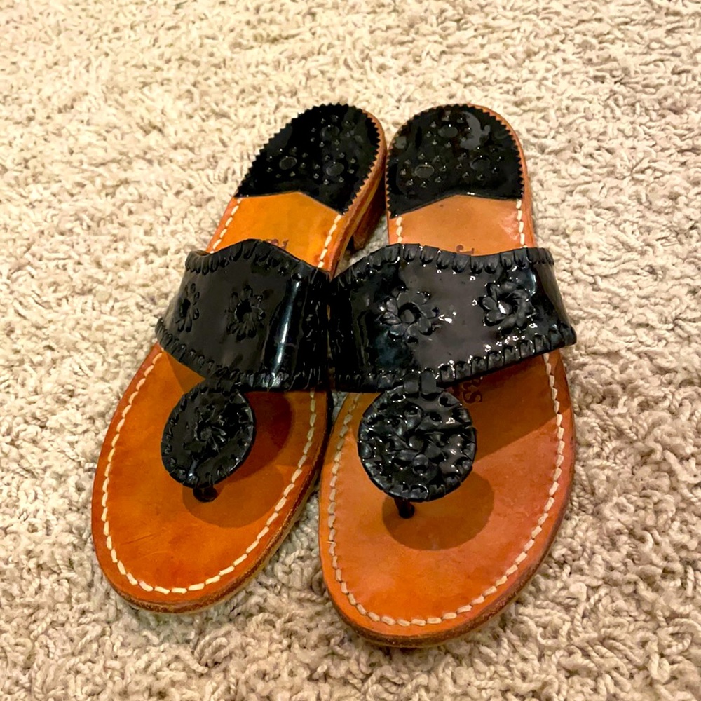Jack Rogers black patent leather sandals